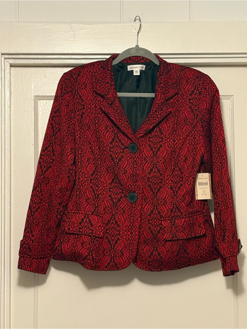 Coldwater Creek Red & Black Patterned Blazer
